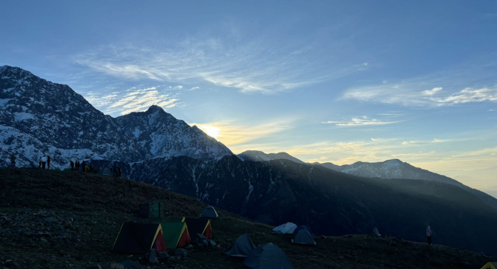 sunrise in the mountain triund